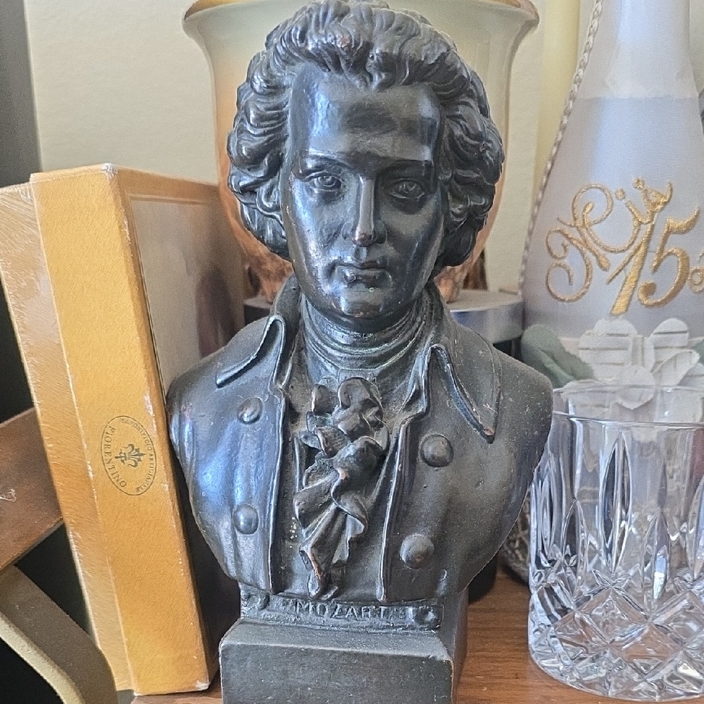 Bronze Mozart Bust Sculpture Vintage